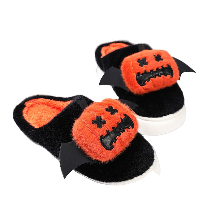 Accessori uomo festivi: pantofole platform zucca Halloween, slip-on, comfort antiscivolo per la casa.