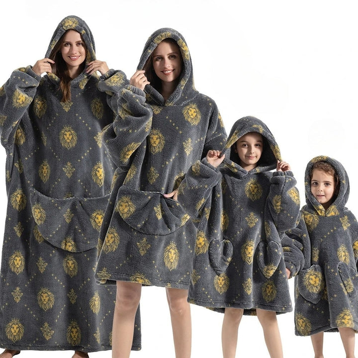 Coperta indossabile unisex, plaid oversize con cappuccio per un comfort accogliente e divertente in casa.