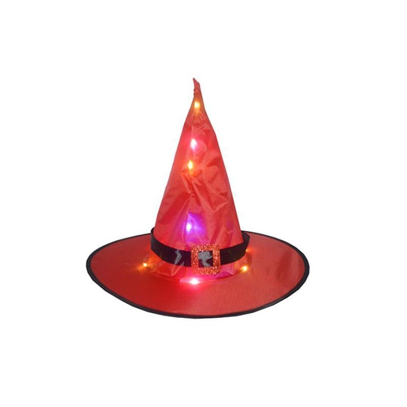 Cappello da strega Halloween con luci LED, decorazione spettrale per esterno e interno. Accessorio luminoso.