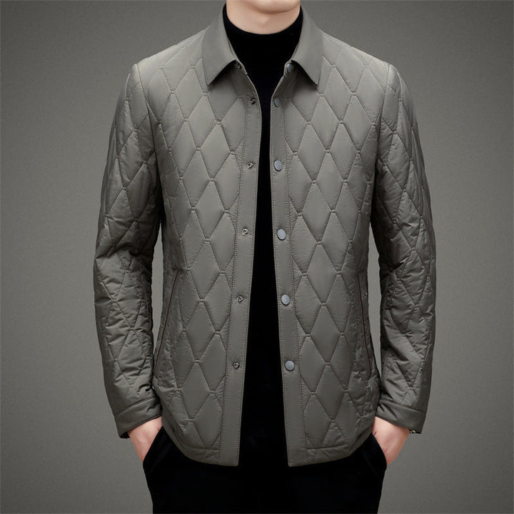 Giacca uomo leggera autunnale trapuntata, stile versatile per primavera, moda e abbigliamento esterno.
