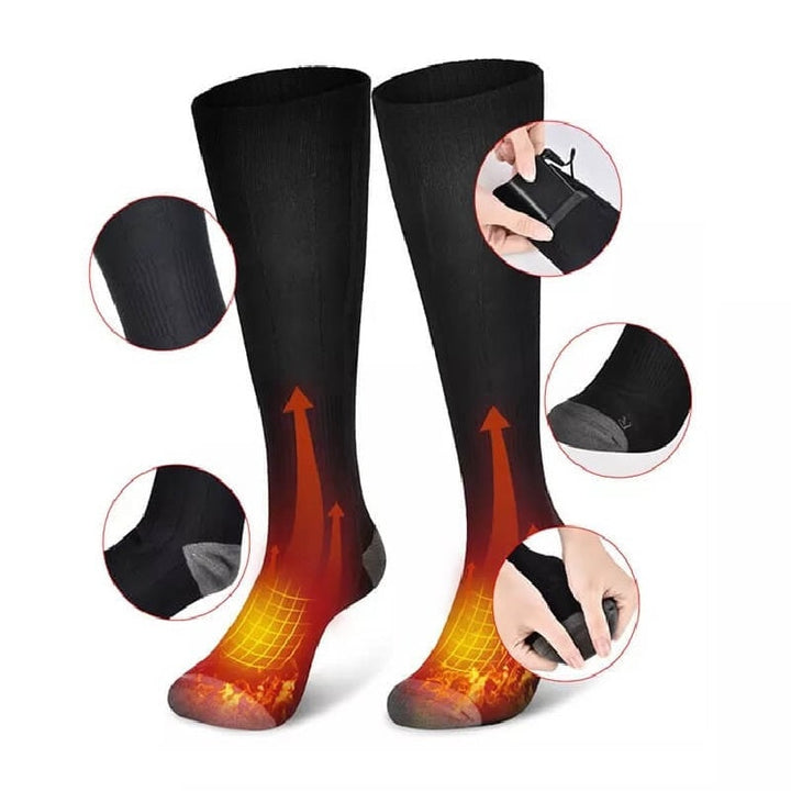 Calze riscaldate ricaricabili unisex per ginocchio, massimizzano il comfort durante sci e altri sport invernali.