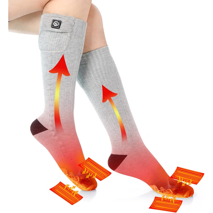 Calze riscaldate invernali unisex, perfette per combattere il freddo, con lunga durata batteria.