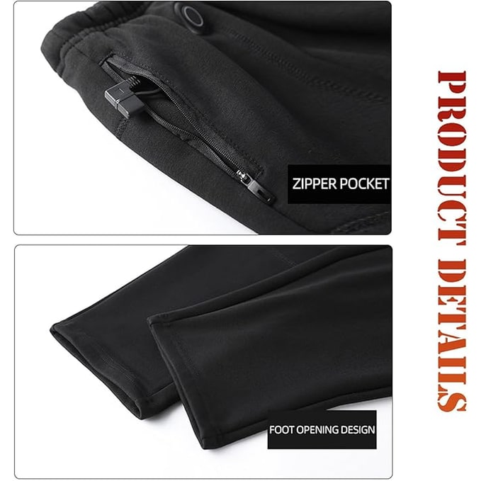 Pantaloni termici slim-fit riscaldati tramite USB, offrono calore invernale e comfort unisex per attività outdoor.