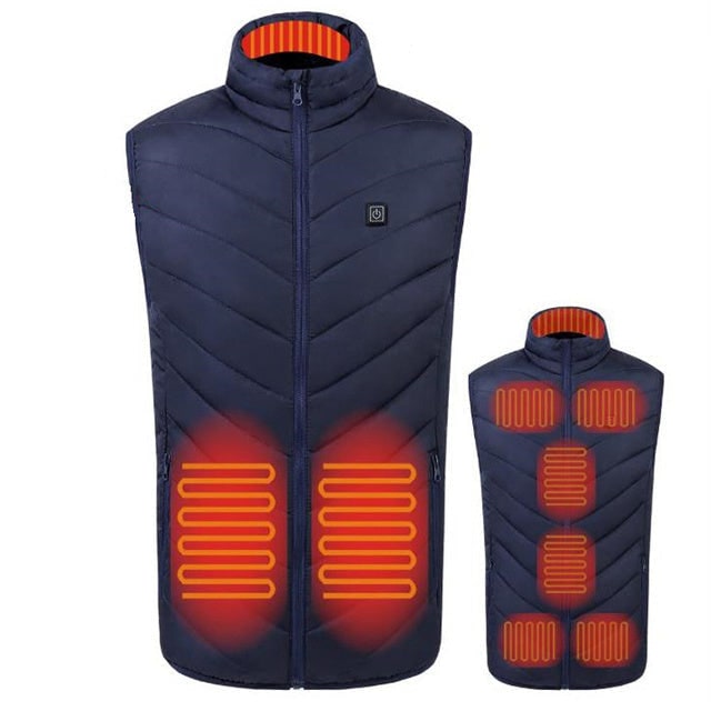Gilet riscaldato unisex ricaricabile con collo alto, ideale per comfort termico in inverno.