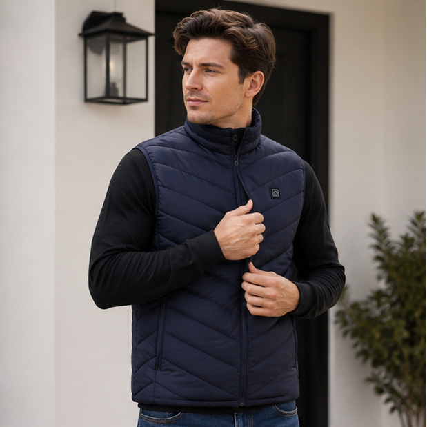 Massima libertà di movimento con gilet riscaldato senza maniche, ideale per comfort termico.