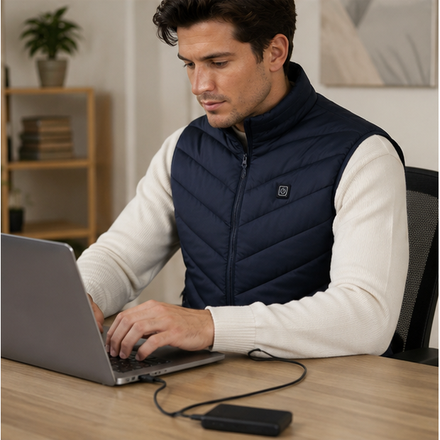 Gilet riscaldato unisex con collo alto, adatto a uomo e donna per ogni avventura invernale.