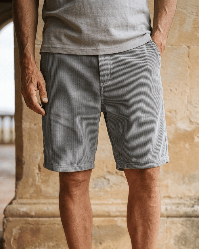 Pantaloncini casual uomo estivi a coste, perfetti per spiaggia, vacanze e tempo libero con comfort.