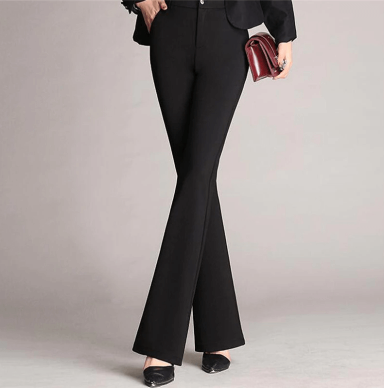 Pantaloni donna sartoriali taglio ad A vita alta, eleganti per ufficio o look casual chic.
