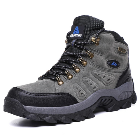 Scarponcini da uomo impermeabili e antiscivolo per escursioni. Perfetti per il trekking, offrono comfort e protezione.