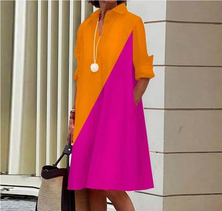 Abito midi donna, confortevole, alla moda. Essenziale per guardaroba estiva, stile fluido.