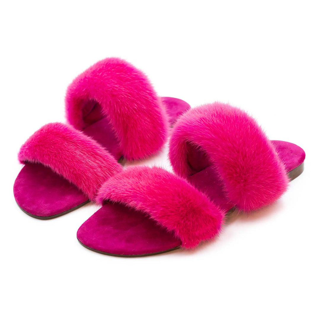 Eleganti ciabatte donna IBIZA fucsia. Sandali con doppia fascia, ideali per un look sofisticato e di tendenza.