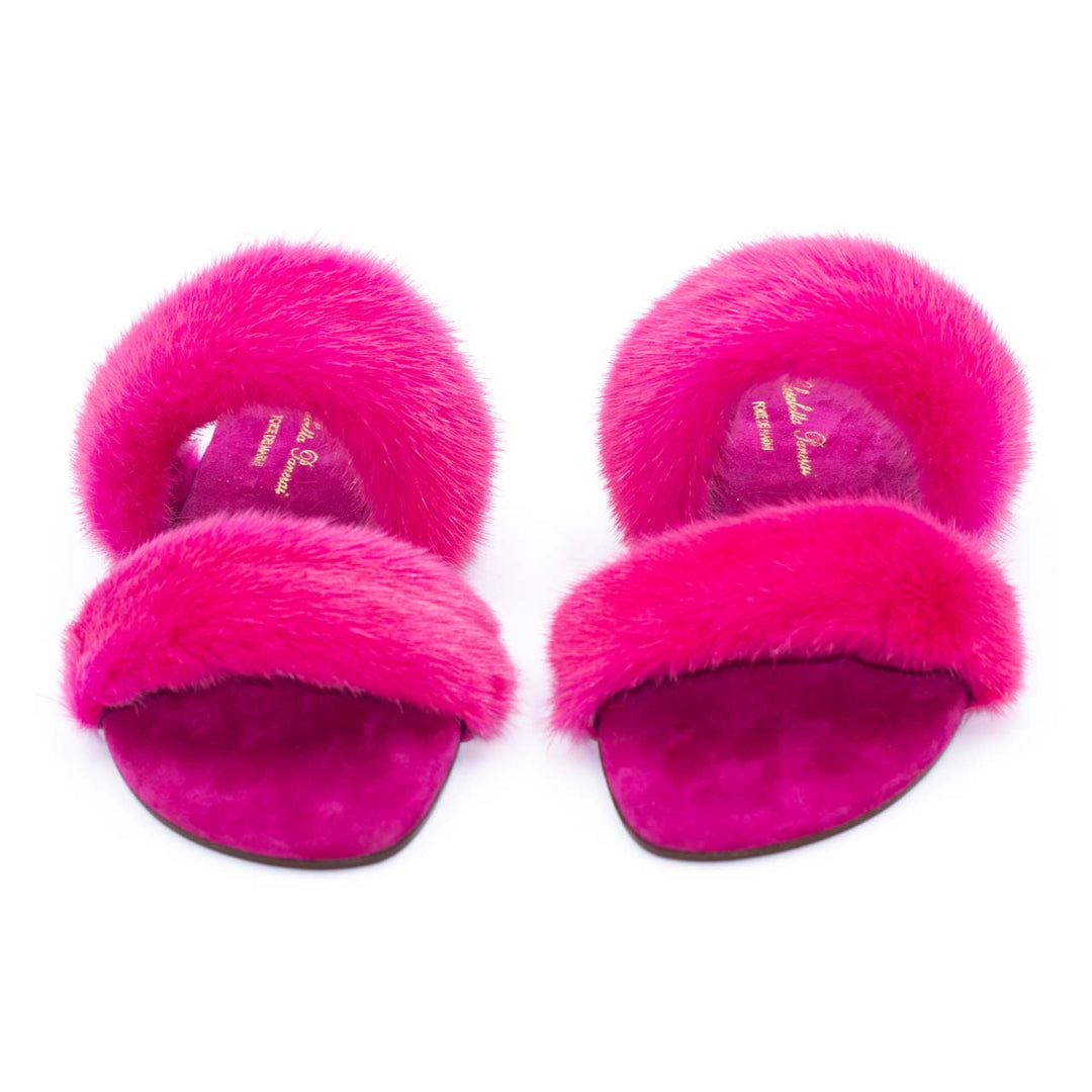 Ciabatte IBIZA fucsia da donna con doppia fascia, sandali estivi eleganti e confortevoli per ogni occasione.