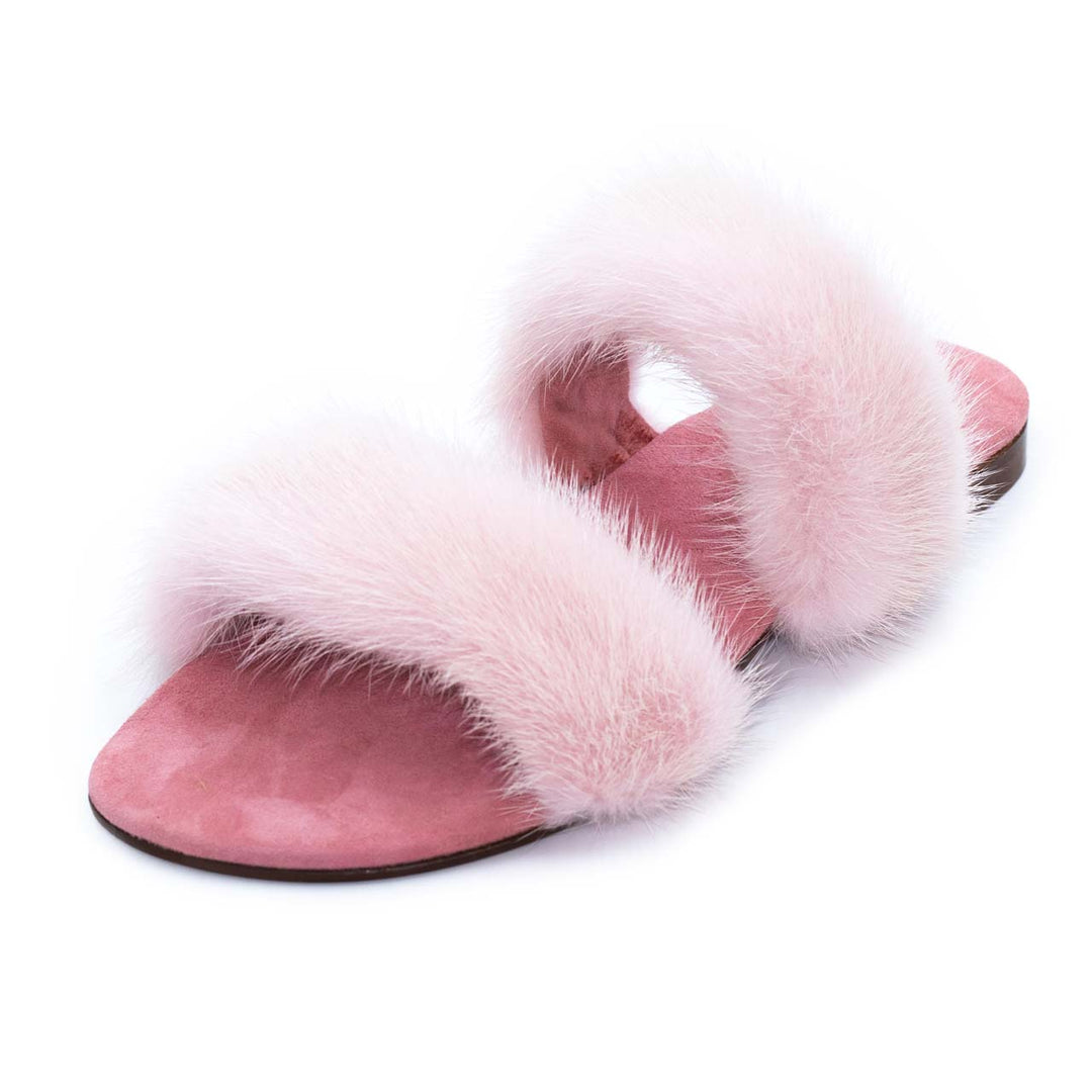 Pantofole donna rosa in visone, extra morbide, per un relax avvolgente e calore ai piedi.