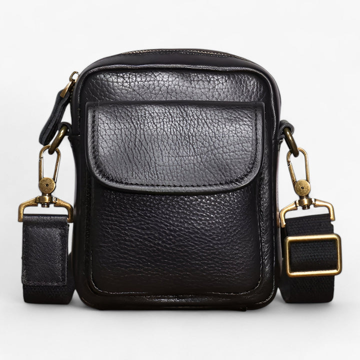 Borsa a tracolla uomo nera compatta, perfetta per l'uso quotidiano e pratica per ogni necessità.
