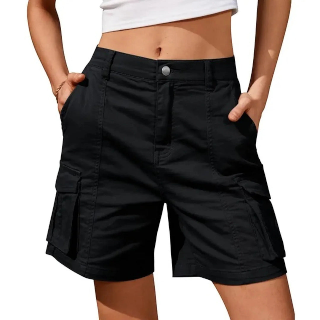 Shorts cargo donna casual estivi con tasche ampie, stile urbano e comodo. Ideale per l'estate.