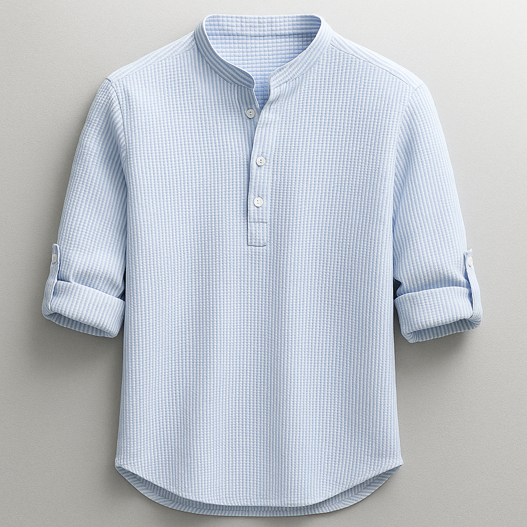 Camicia uomo elegante slim fit con colletto classico, perfetta per un look formale o casual chic. Moda uomo versatile.