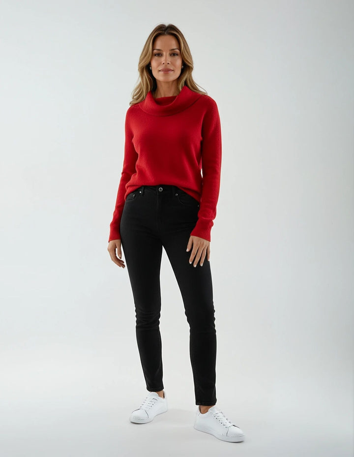 Maglia donna casual e confortevole, girocollo, con unica trama ondulata, ideale per l'abbigliamento.