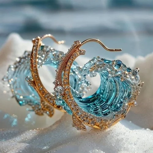 Orecchini donna Oceano in oro/argento, stile marino elegante. Gioielli perfetti per la moda estiva e come regalo.