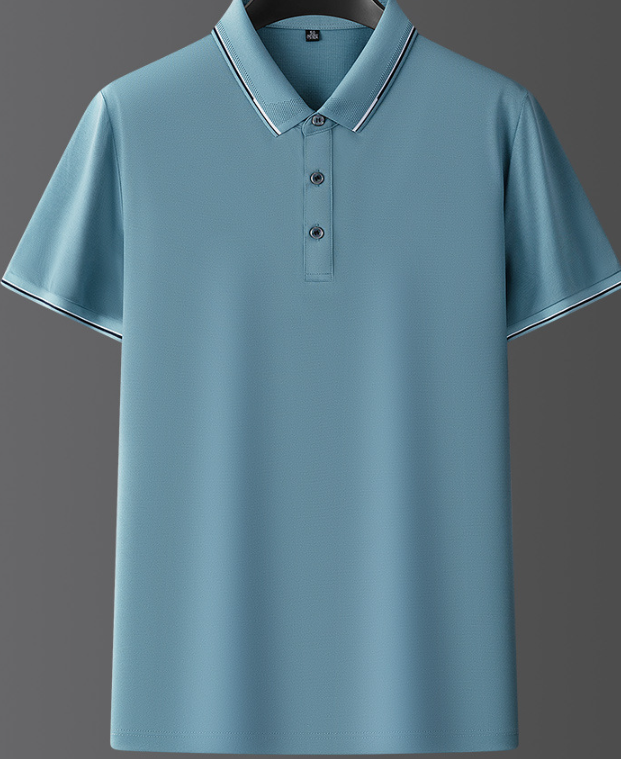 Vista frontale: polo uomo rossa, lusso e stile per l'estate. Abbigliamento casual impeccabile.