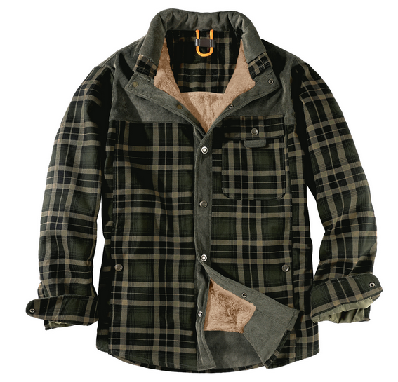 Giacca uomo boscaiolo calda e robusta scozzese per avventure all'aperto, perfetta per autunno/inverno.