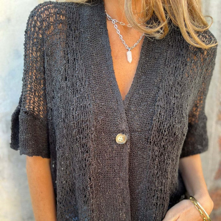 Cardigan casual da donna a maniche lunghe con bottoni, perfetto per l'abbigliamento quotidiano e il comfort.