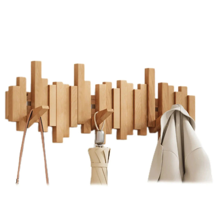 Appendiabiti da parete in legno con ganci, facile da installare. Ideale per l'organizzazione domestica.
