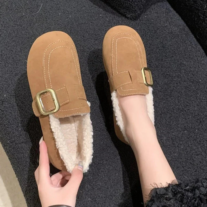 Mocassini da donna grigi, stile retrò casual-elegante, scarpe comode e versatili per ogni occasione.