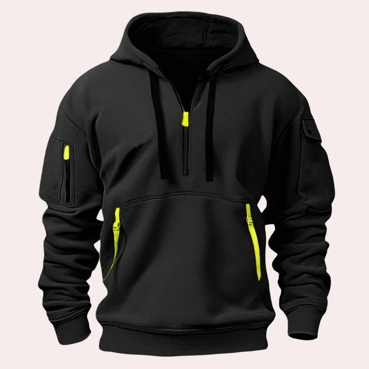 Felpa uomo con cappuccio, pullover casual, offre comfort e uno stile rilassato versatile.