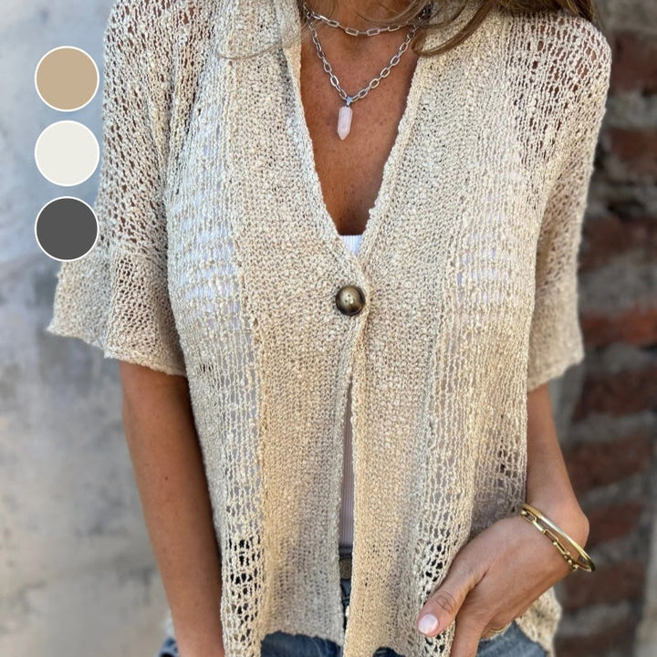 Cardigan da donna a maniche lunghe con bottoni, perfetto per un look versatile e alla moda.