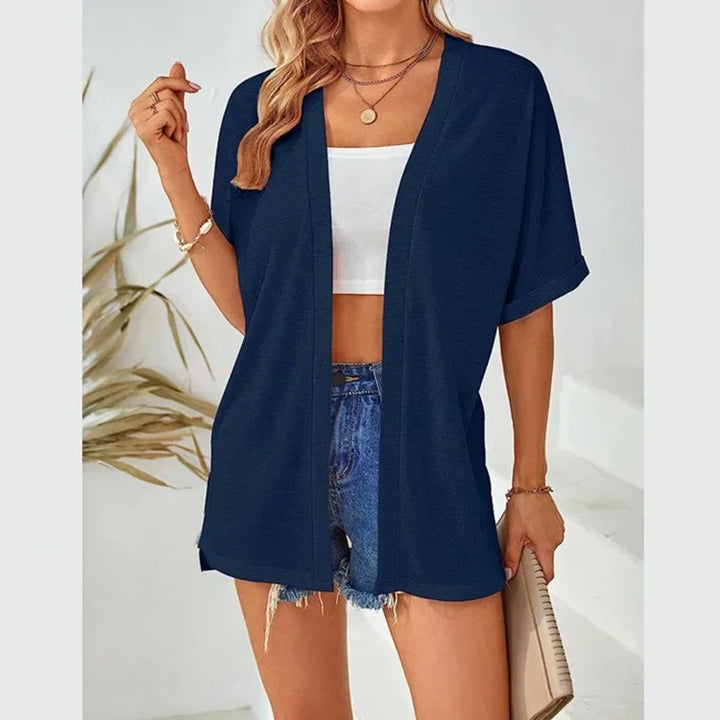Top cardigan donna comodo a manica corta, ideale per primavera estate.