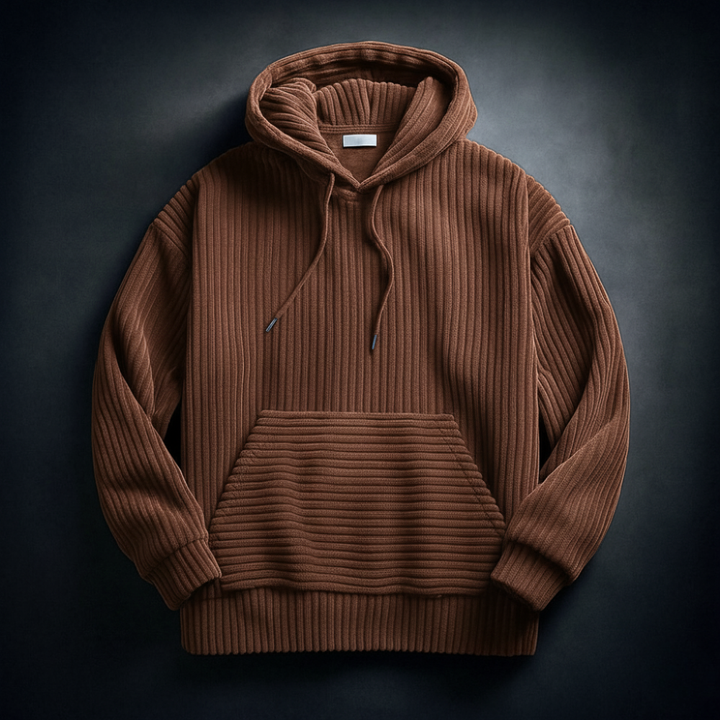 Felpa uomo casual con cappuccio, tessuto testurizzato, vestibilità comoda, un capo versatile e di moda.