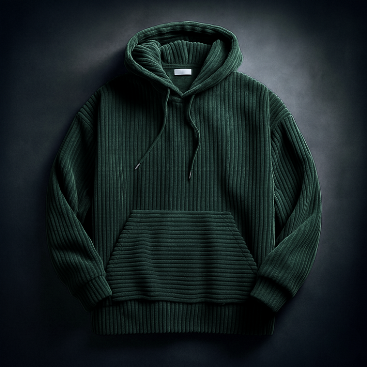 Felpa con cappuccio per uomo, trama testurizzata, vestibilità ampia, abbigliamento confortevole autunno.