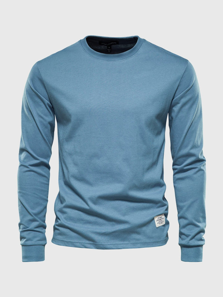 Maglia uomo girocollo, maniche lunghe, stile versatile per ogni occasione, comfort e moda maschile.