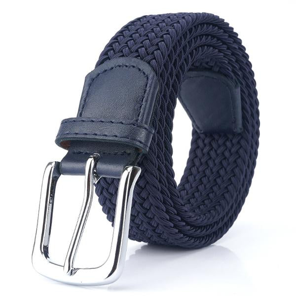 Cintura da uomo in tela intrecciata resistente e regolabile, con fibbia in metallo classico.