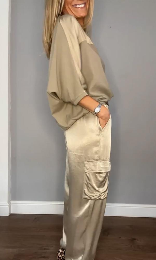 Top e pantalone abbinato, completo donna due pezzi estivo per comfort e stile.