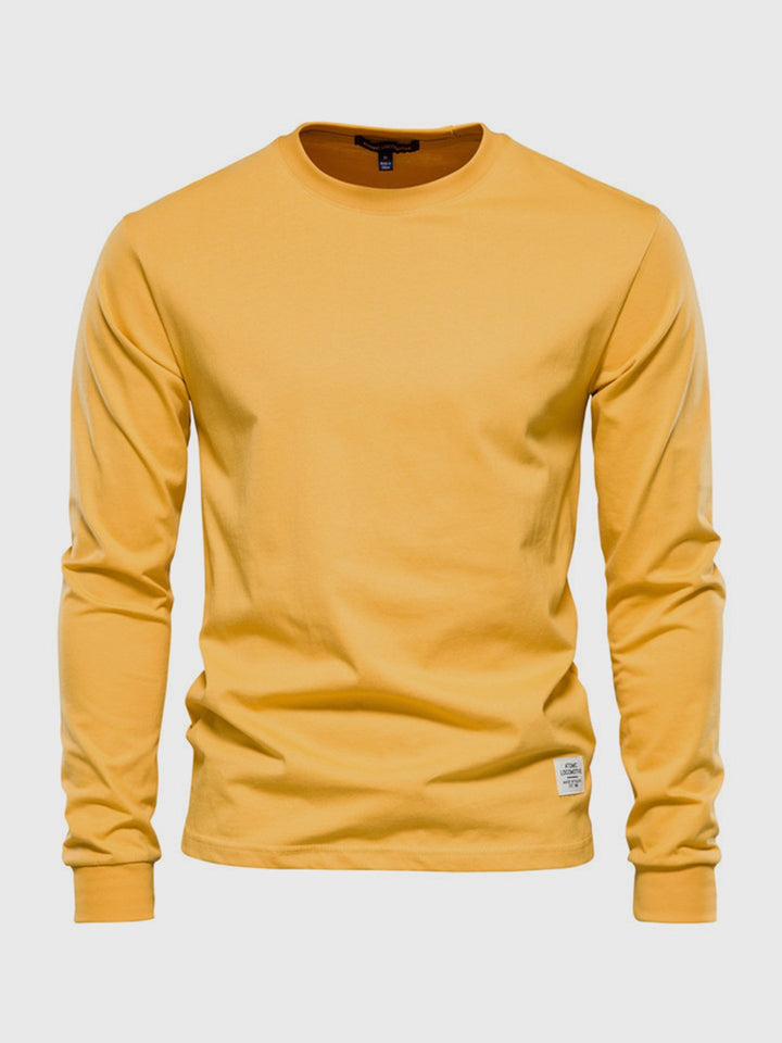 T-shirt uomo in tessuto morbido, girocollo, maniche lunghe, per un comfort duraturo e stile casual.
