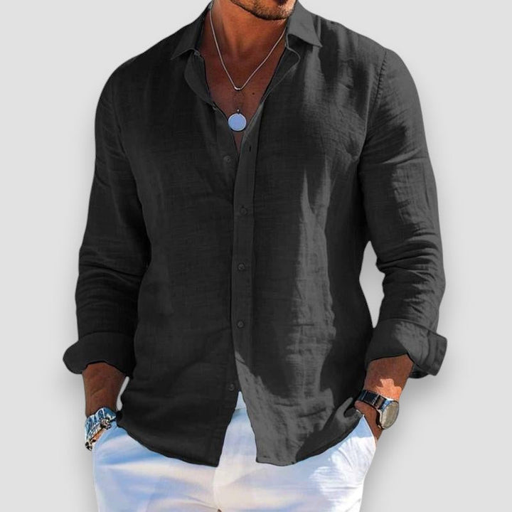 Look casual estivo con camicia uomo in cotone poliestere, comoda e alla moda, perfetta per il tempo libero.