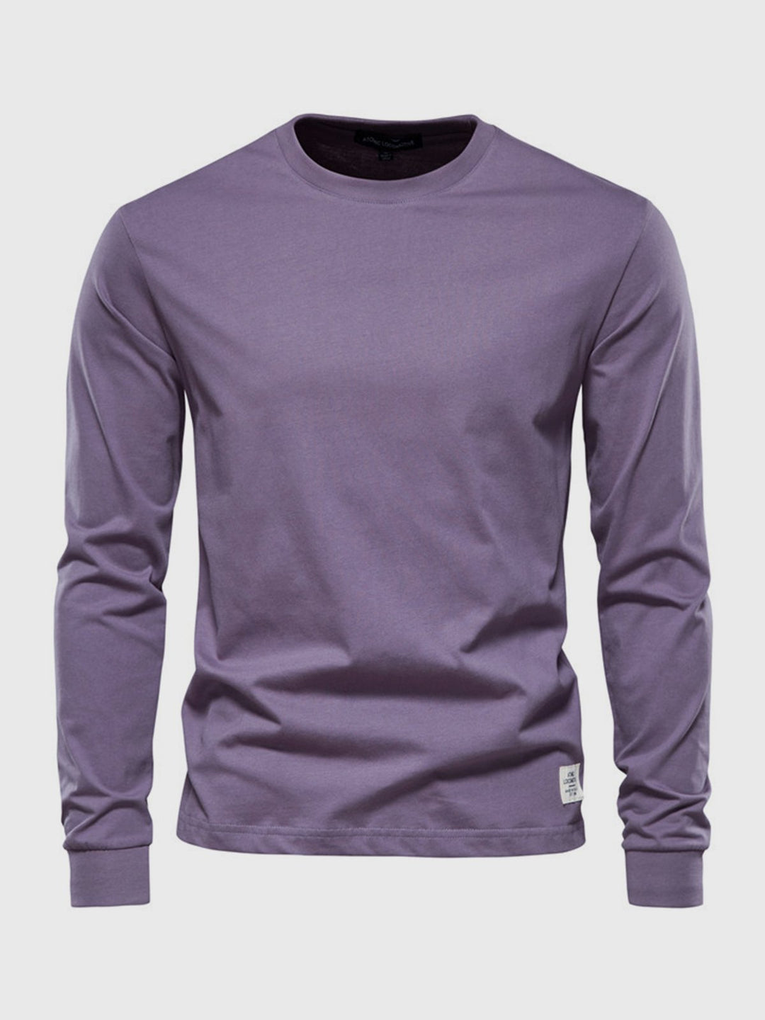 T-shirt girocollo uomo, maniche lunghe, design casual, disponibile in colori assortiti, per moda maschile.