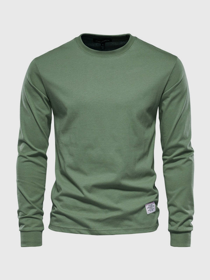 Maglia lunga uomo in cotone morbido, girocollo, ideale per comfort e stile versatile, essenziale maschile.