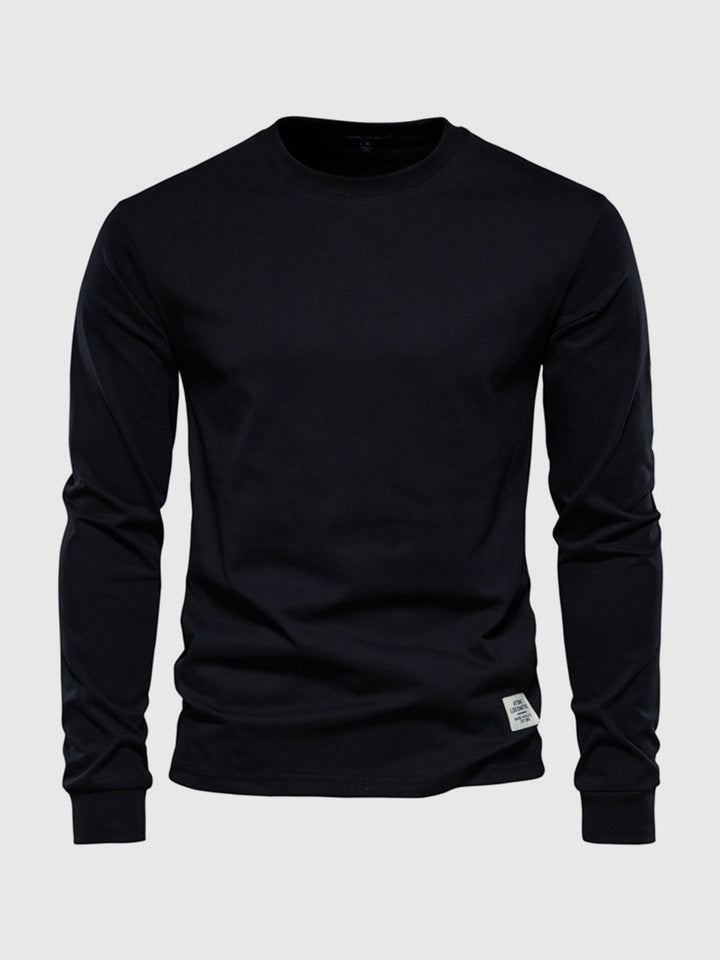 Maglietta casual uomo a maniche lunghe, girocollo, perfetta per completare outfit di moda maschile.