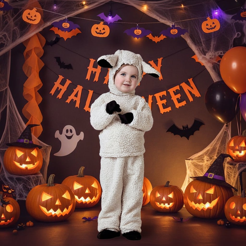 Costume da animale in peluche per bambini, perfetto per Halloween e feste di compleanno.