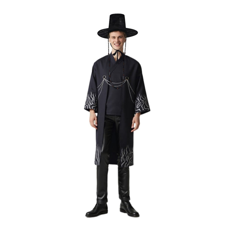 Set costume Halloween mietitore bambino, include tunica scura e cappello gat, per feste.