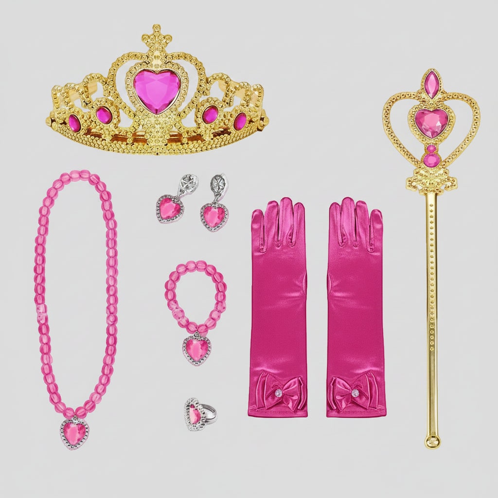Travestimento principessa fungo rosa per bambina con accessori. Ottimo per gioco di ruolo e feste a tema con un tocco di magia.