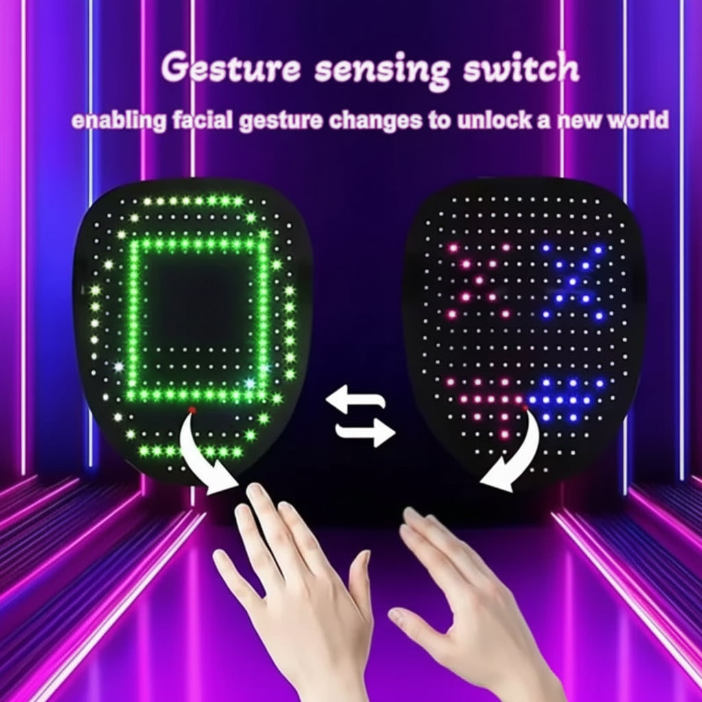 Regalo unisex: maschera LED versatile per Halloween, festival, cosplay e feste, con design confortevole e regolabile.