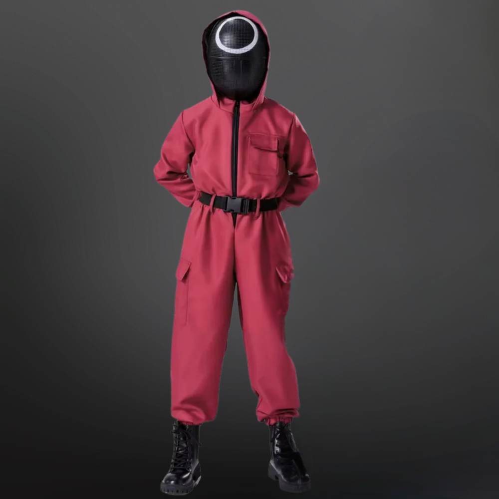 Dettaglio maschera costume gioco sopravvivenza per bambini. Ideale per Halloween, carnevale, travestimento.