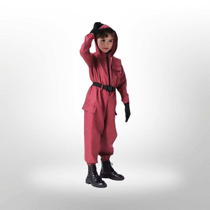 Costume cosplay gioco sopravvivenza bambini, con maschera e accessori. Ottimo regalo per carnevale e festa.