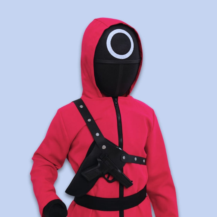 Costume tuta da gioco di sopravvivenza con cappuccio per bambini. Perfetto per travestimenti e cosplay.