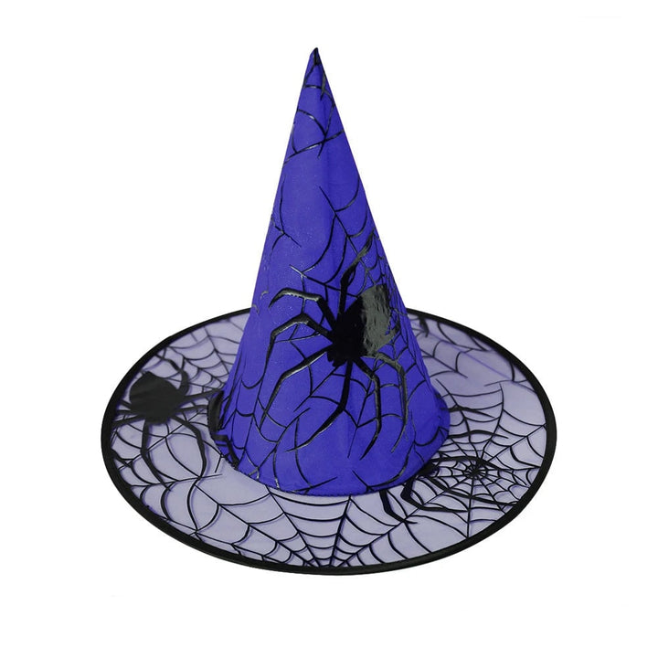 Accessorio costume Halloween: cappello da strega nero per bambini con ragnatela, ideale per feste in maschera.
