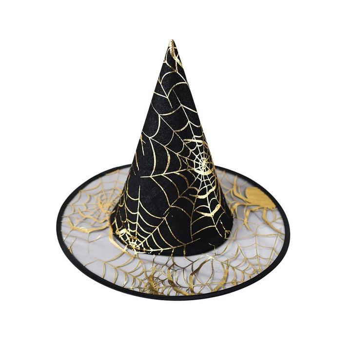 Indossa questo cappello da strega nero per bambini con ragnatela per un perfetto costume di Halloween.