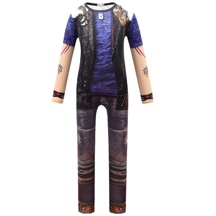 Bambino felice indossa costume zombie per Halloween, perfetto travestimento horror per feste e scherzi spettrali.